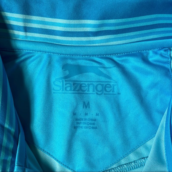 NWT Men’s Slazenger Flow Dry Fit Golf Polo Shirt Blue - Size Medium - Picture 5 of 6